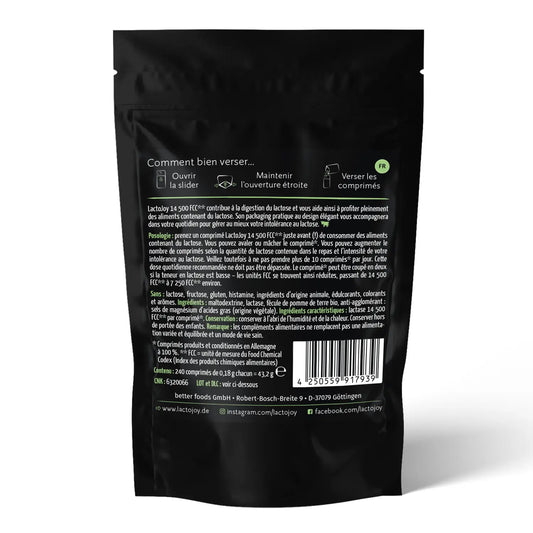LactoJoy: 14.500 FCC » 240 comprimés de lactase